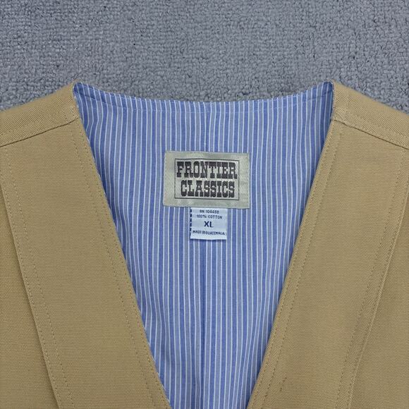 Frontier Classics Double-Breasted Vest Men's XL Tan Lined Canvas Eight Button - Picture 5 of 9